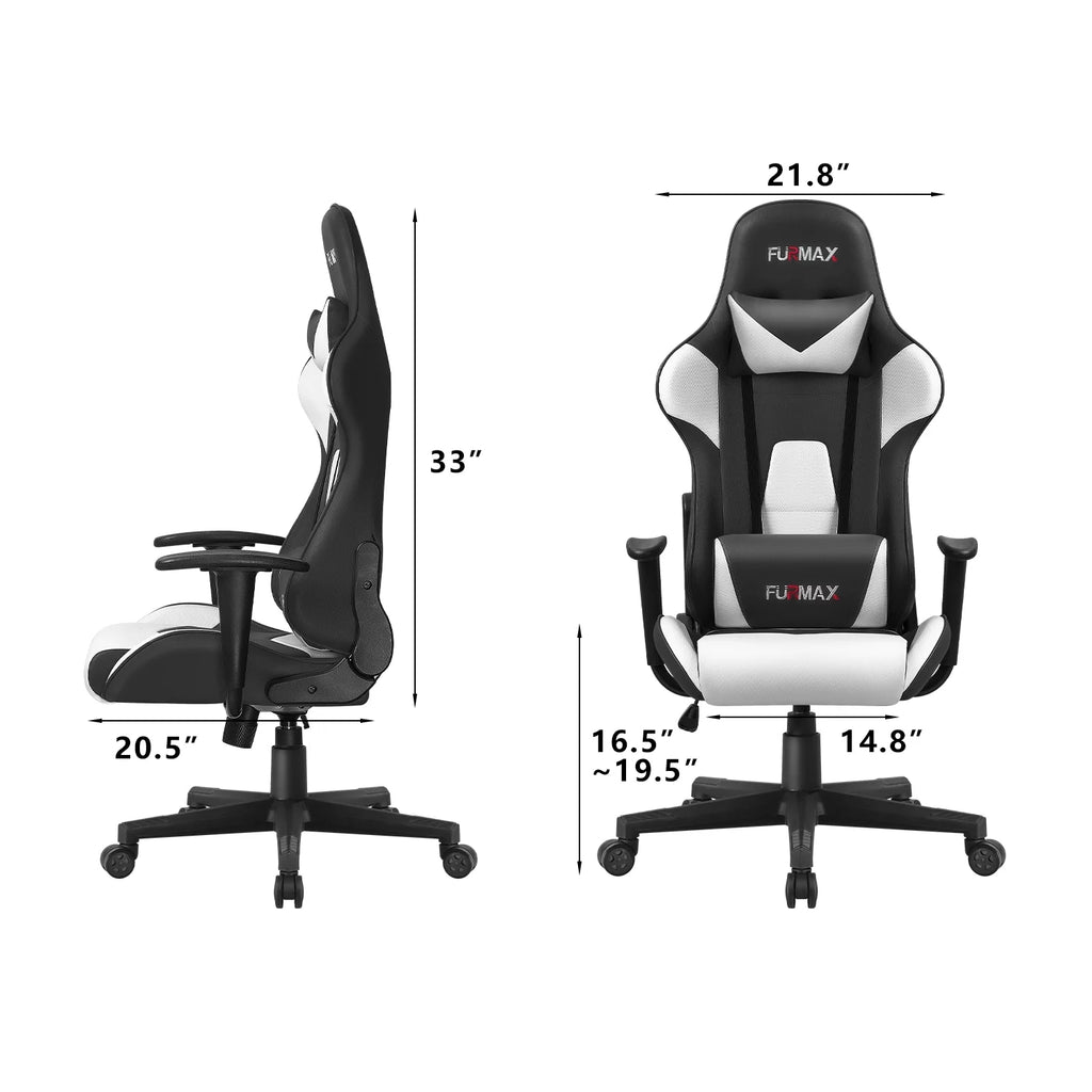 Black White High-Back Ergonomic Office Chair with Headrest and Lumbar Pillow Z617