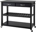 Full Size Kitchen Prep Cart with Solid Black Granite Top P54182