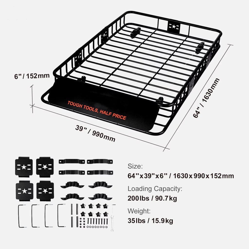 Roof Rack Cargo Basket 200 lbs 64"x39"x6" G7500