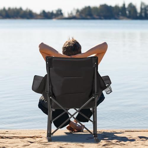 Oversized 400lbs Capacity 600D Oxford Rocking Camping Chair with Cup Holder C494