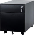 White 2 Drawer Steel File Cabinet with Casters and Lock L3568