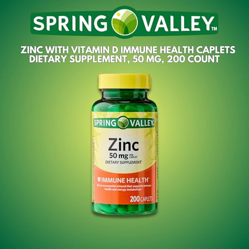 Zinc 50mg Dietary Supplement 200 caplets Pack of 2 M23682