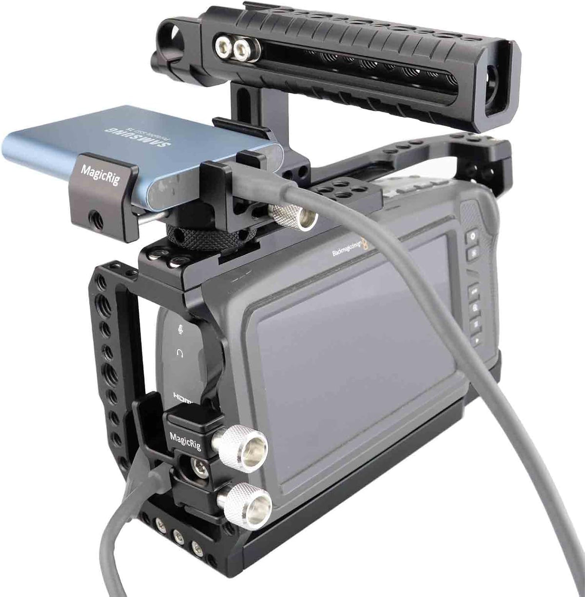 Video Camera Cage Kit with Top Handle SSD Mount HDMI Cable Clamp D782