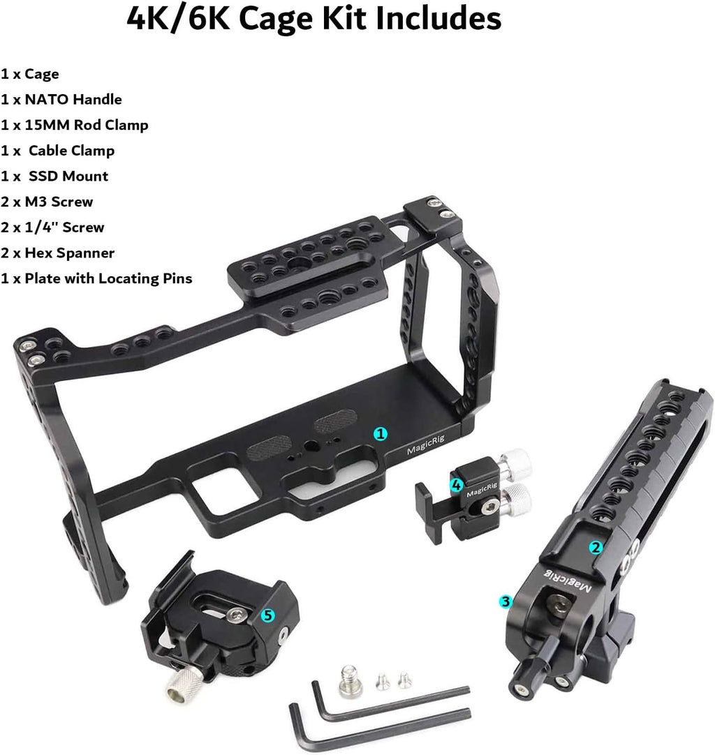 Video Camera Cage Kit with Top Handle SSD Mount HDMI Cable Clamp D782