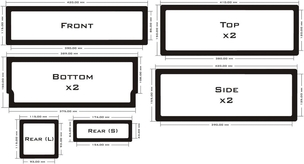Black Frame Black Mesh Dust Filter Kit B488
