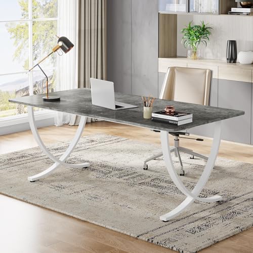 63” White and Gold Executive Desk T316169