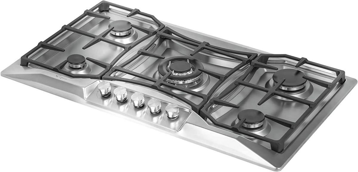 36 in. Gas Stove Cooktop 5 Sealed Burners NG/LPG Convertible Stainless Steel O509