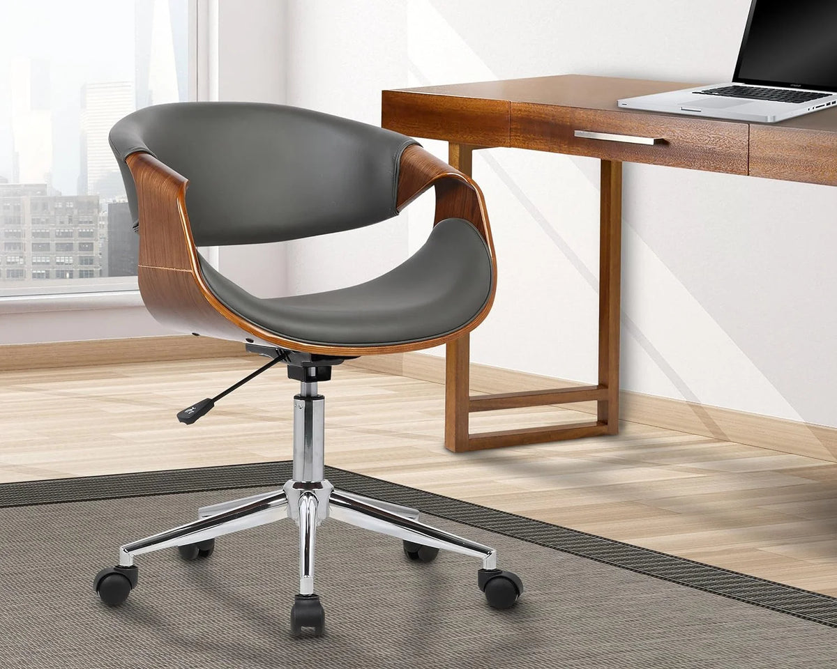 Grey Faux Leather Office Chair V11079
