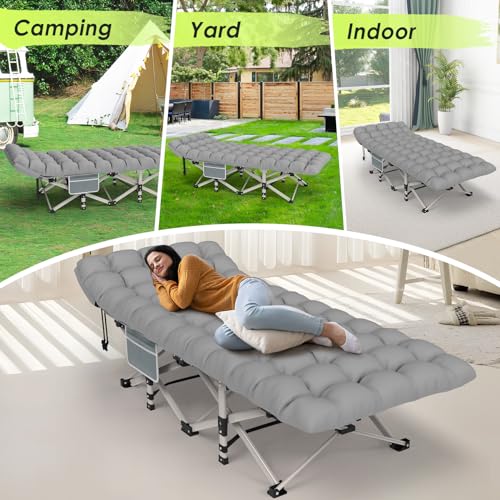 Grey Folding Camping Cot with Carry Bag T350645