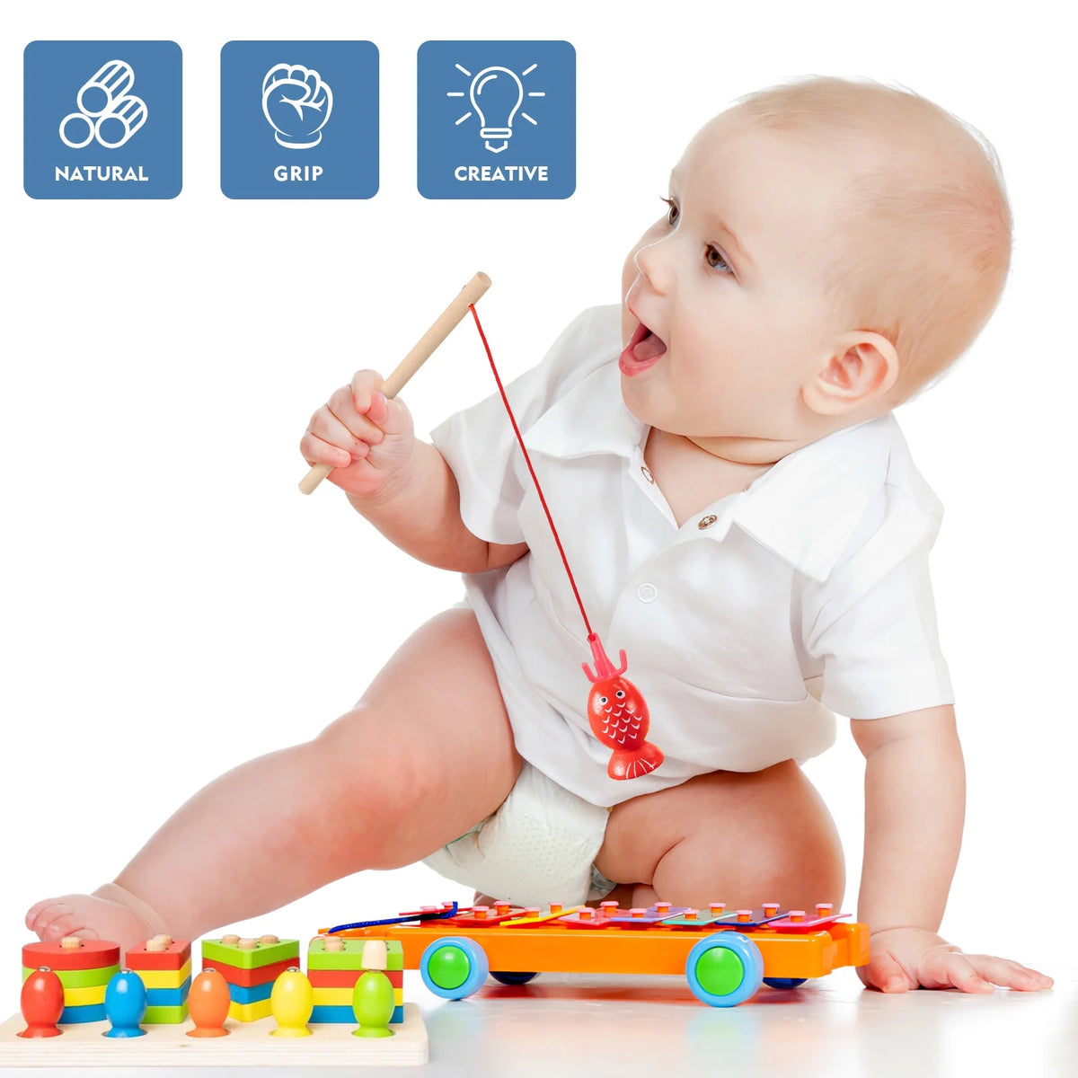 Magnetic Fishing Toys with Wooden Poles S361