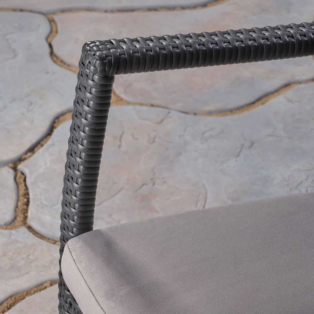 3 Piece Acacia Wood and Wicker Bistro Set Grey O31513