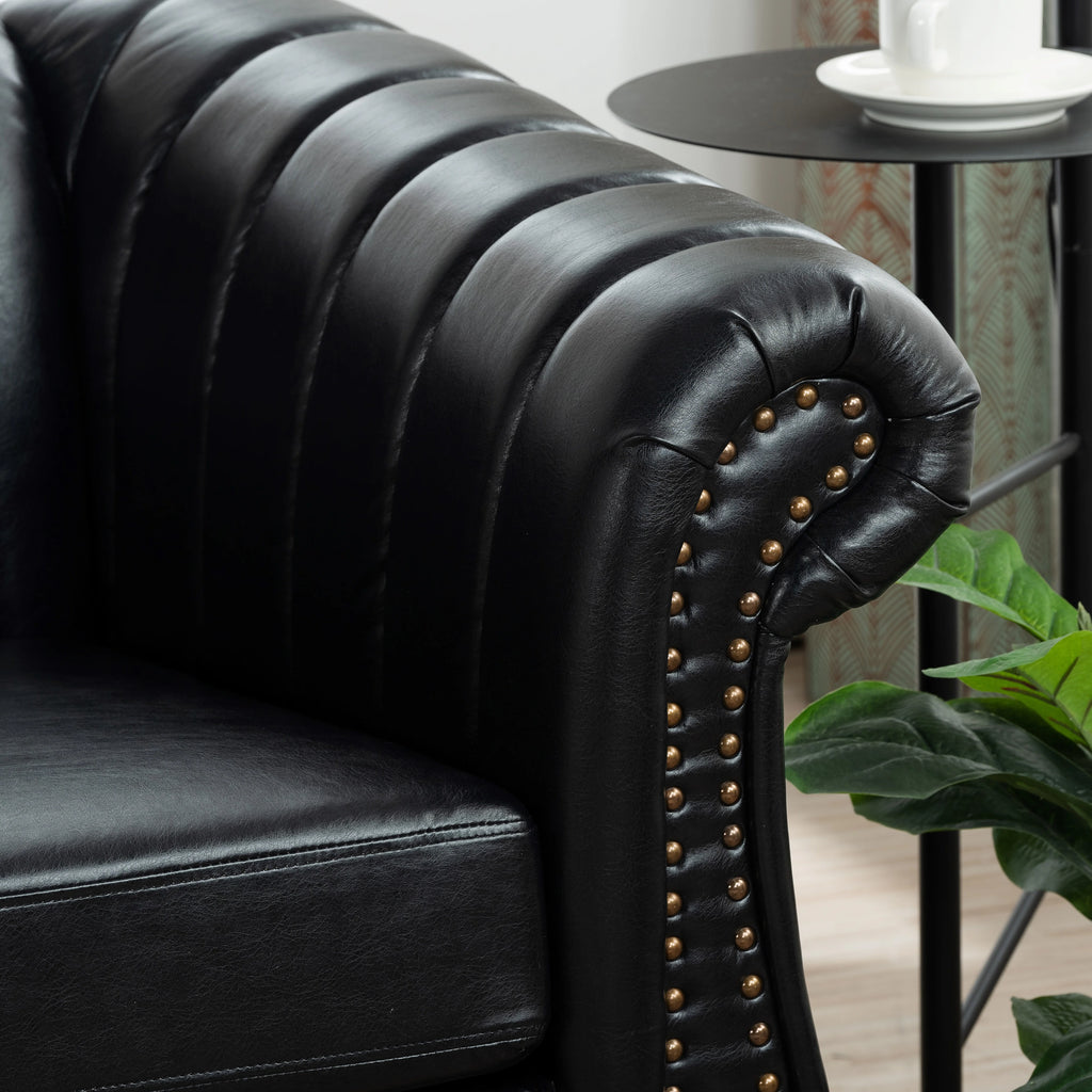 3 Seater Faux Leather Sofa with Rolled Arms V653336