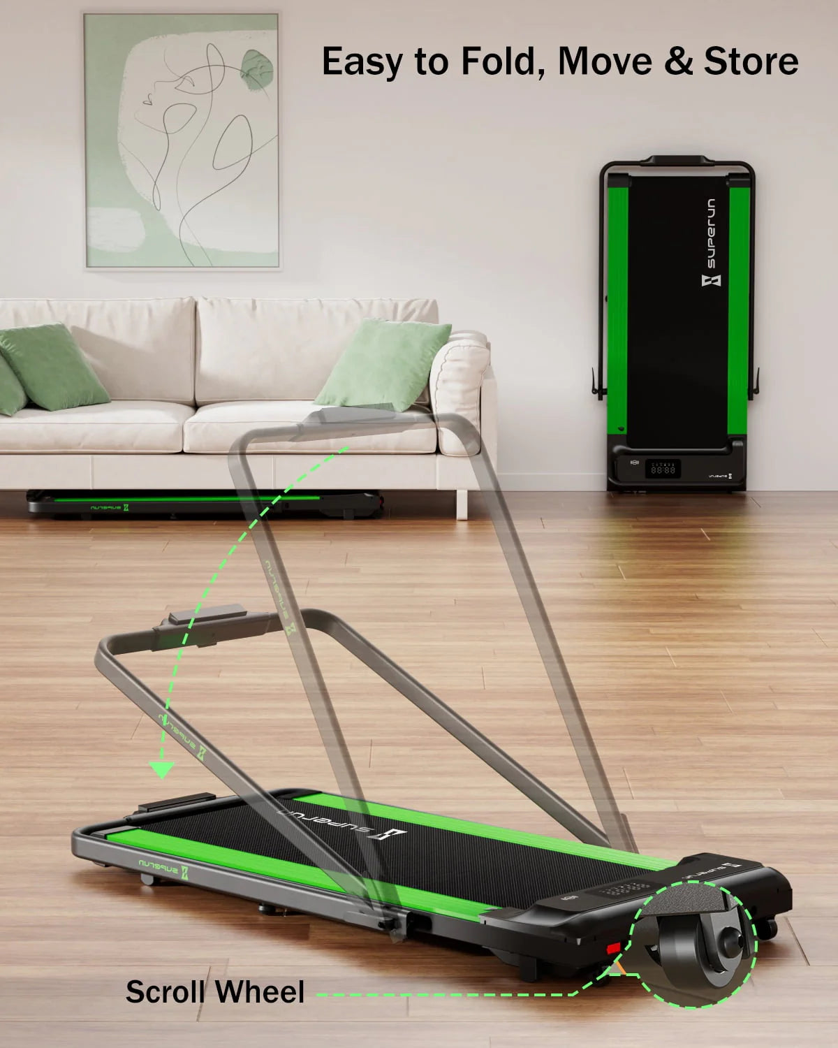 2 in 1 Folding Treadmill 3 HP 300lbs Capacity S4552