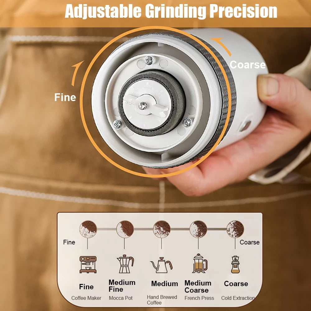 Portable Electric Burr Coffee Grinder 13W 200ml USB Rechargeable Adjustable D716508
