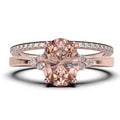 2.00 Carat Oval Cut Morganite And Diamond Moissanite Engagement Ring In Silver With 18K Rose Gold Plating N334