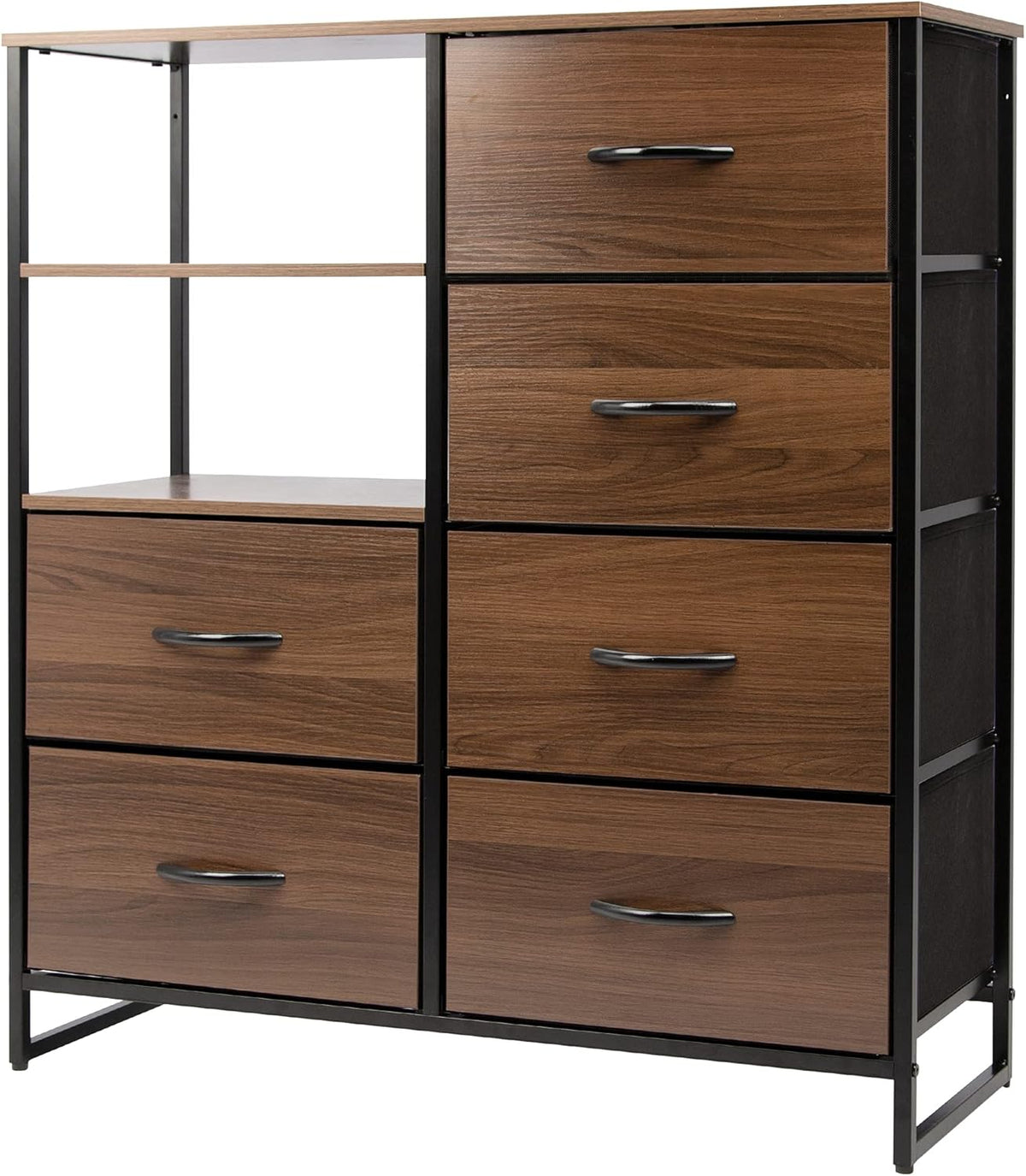 Gray 8 Drawer Vertical Dresser with Fabric Bins F92403