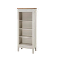 Tall Bookcase Ivory Natural Wood Top D3044