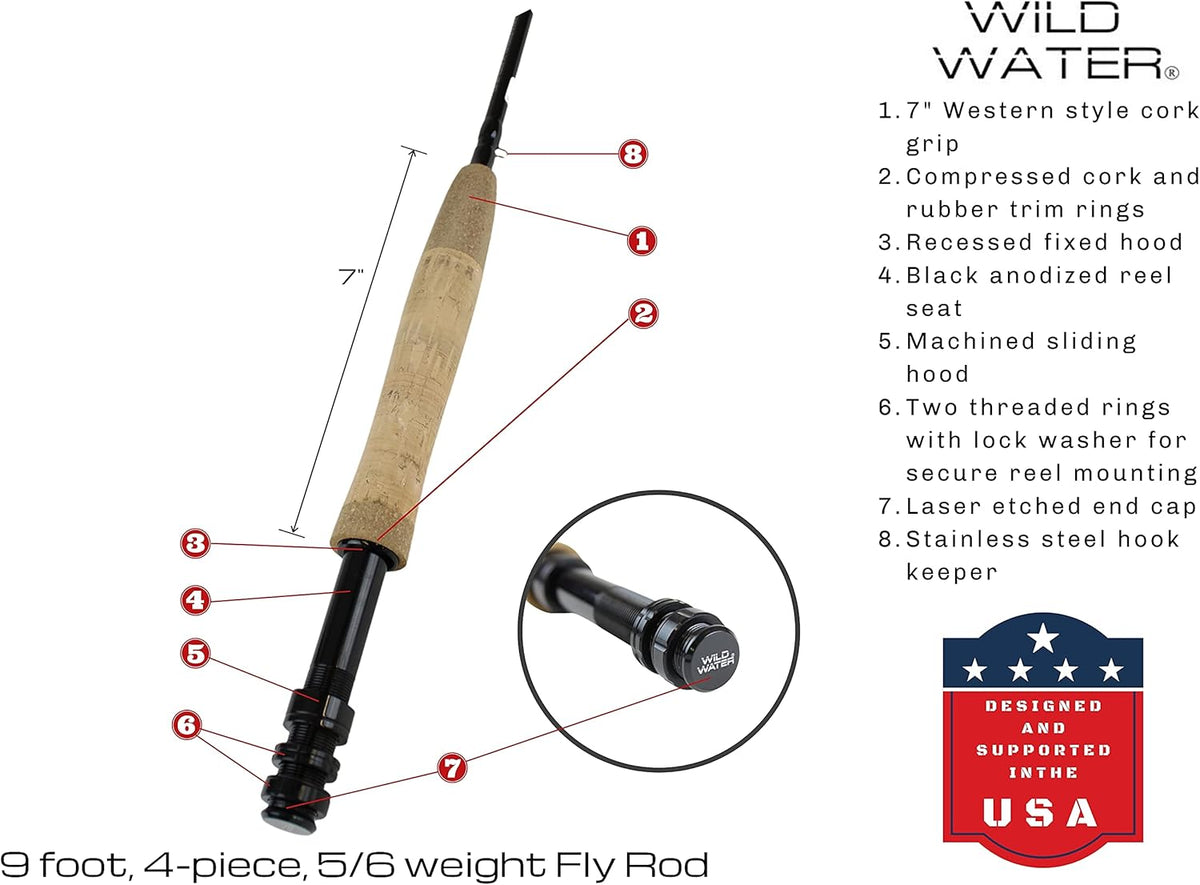 9-foot 4-Piece Fly Fishing Rod Combo with Die Cast Aluminum Reel C7026