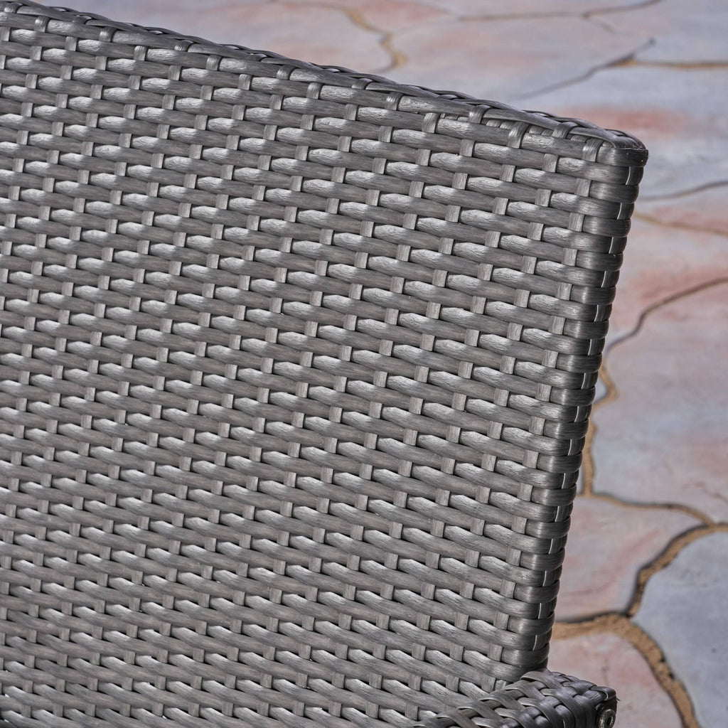 3 Piece Acacia Wood and Wicker Bistro Set Grey O31513