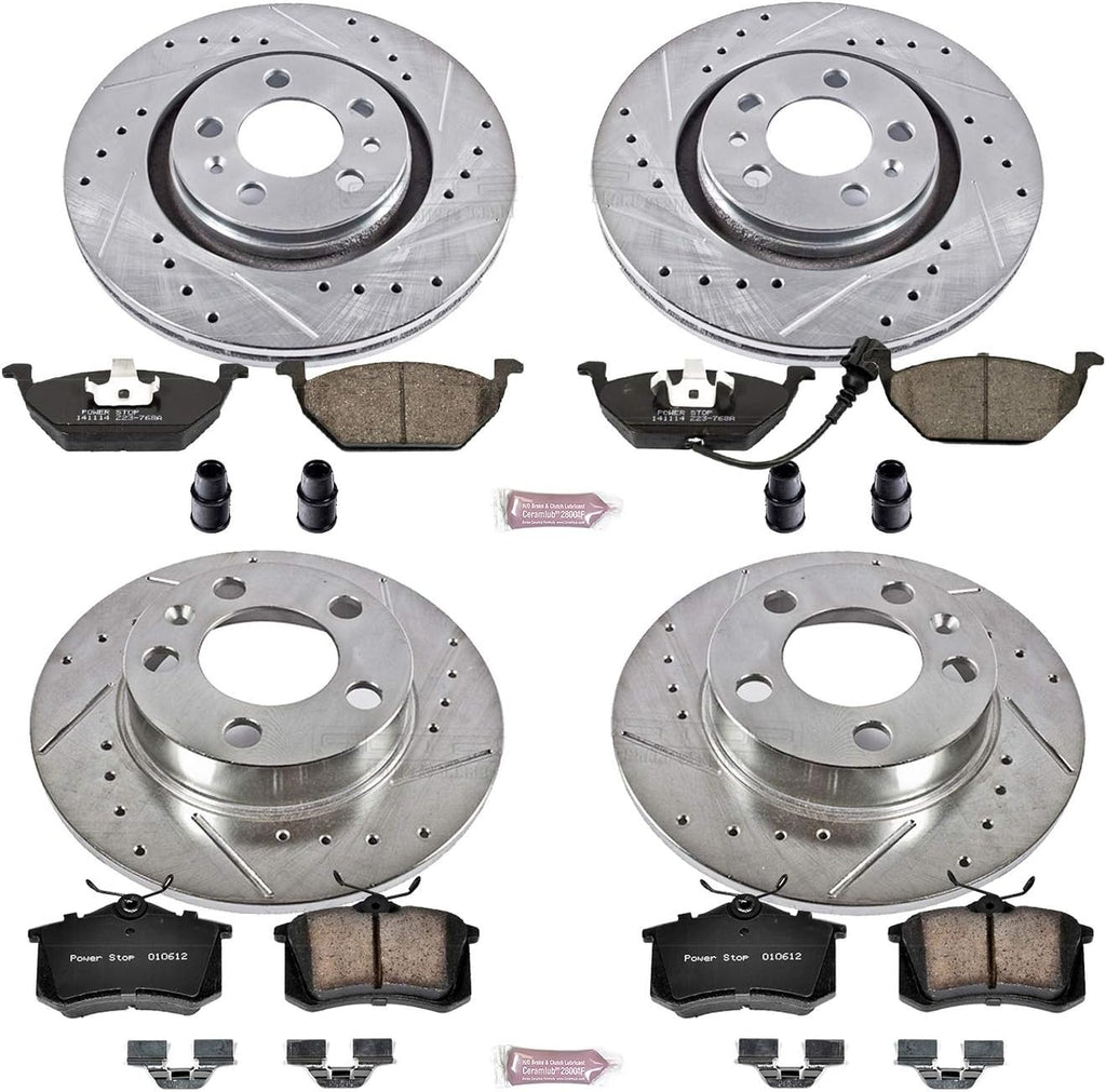 Z23 Carbon Fiber Brake Pads with Drilled & Slotted Brake Rotors Kit A931609