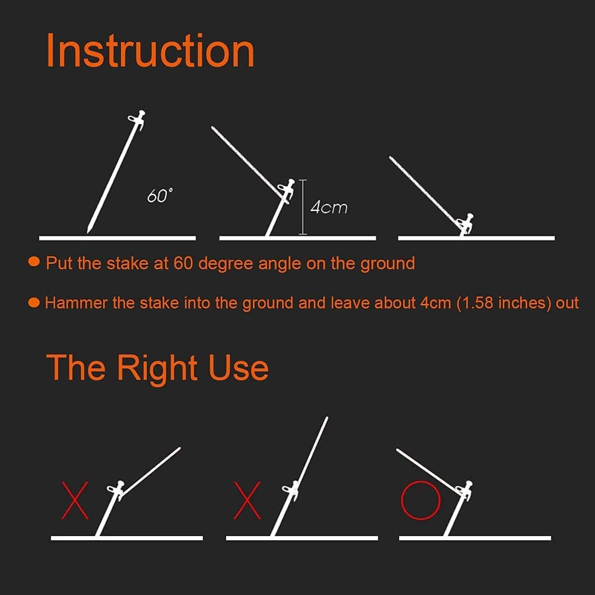 15.7 Inches 20 Pcs Heavy Duty Steel Tent Stakes D2762