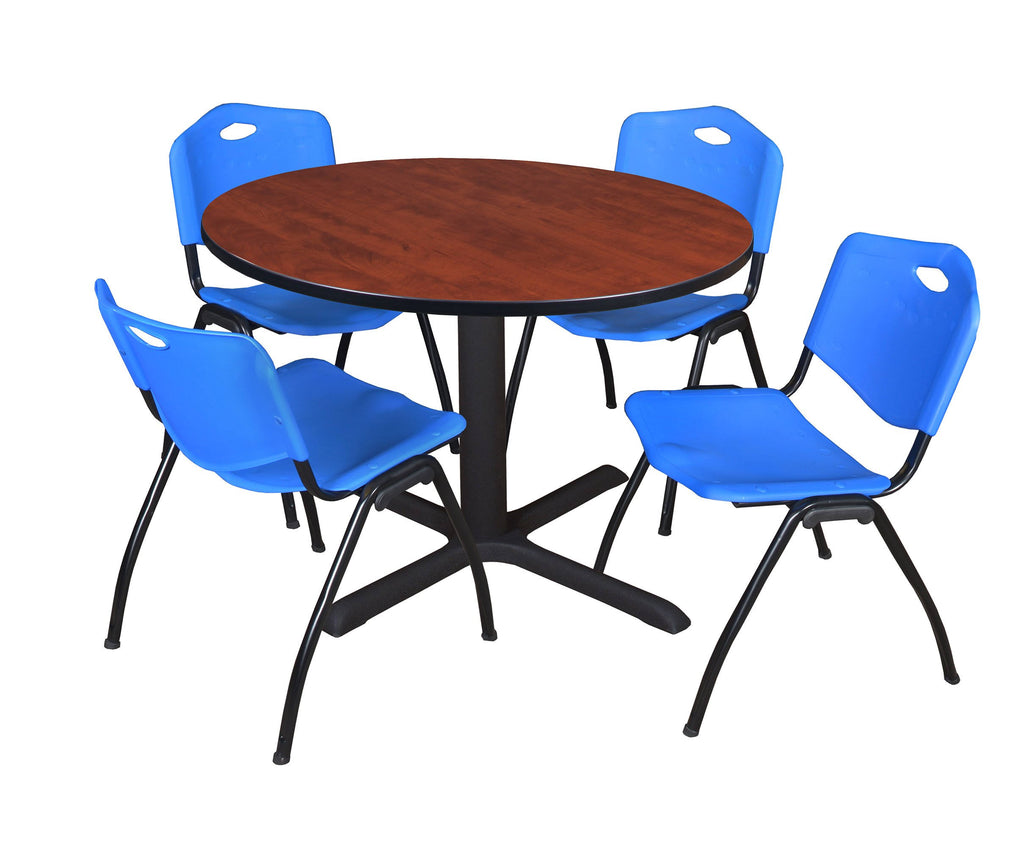 48x22 Round Breakroom Table with 4 Stack Chairs F26058