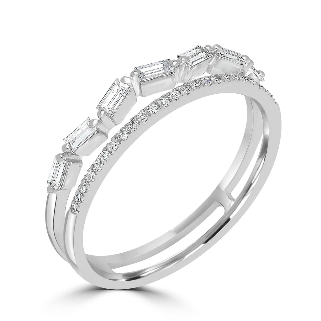 14K White Gold Diamond Split Shank Ring I538
