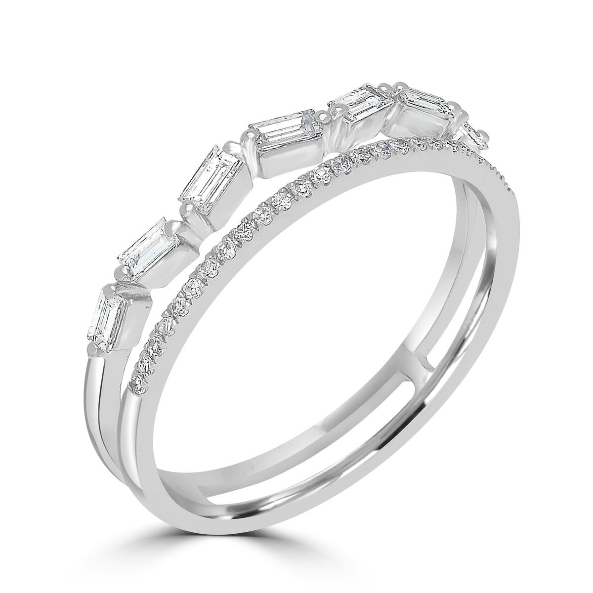 14K White Gold Diamond Split Shank Ring I538