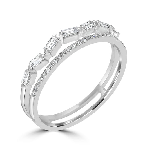 14K White Gold Diamond Split Shank Ring I538