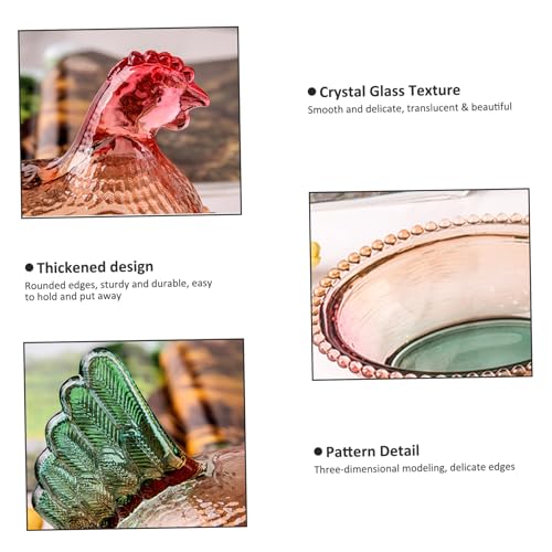 Crystal Glass Chicken-Shaped Candy Dish with Lid F69137
