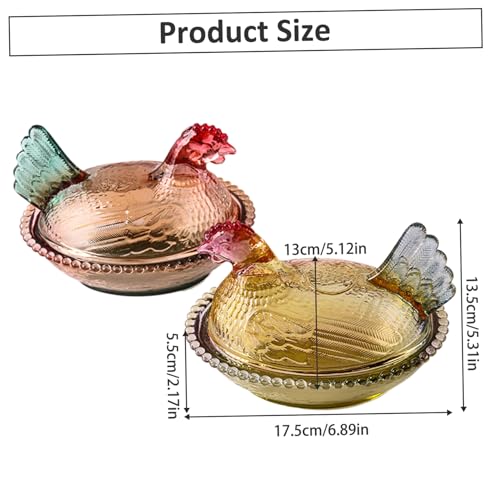Crystal Glass Chicken-Shaped Candy Dish with Lid F69137