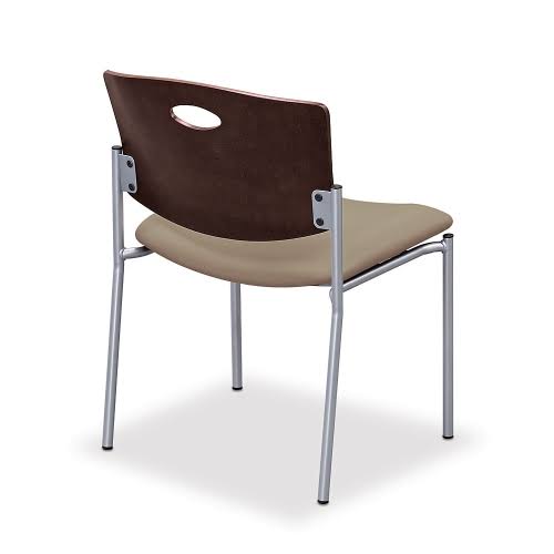 Cherry Wood Back Carbon Vinyl Seat Silver Frame ExtraWide Chair Without Arms Y619988