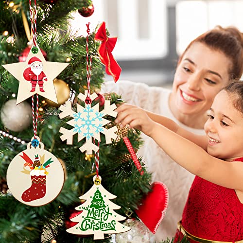 40pcs Unfinished Wood Slices with Holes Christmas Ornaments S356