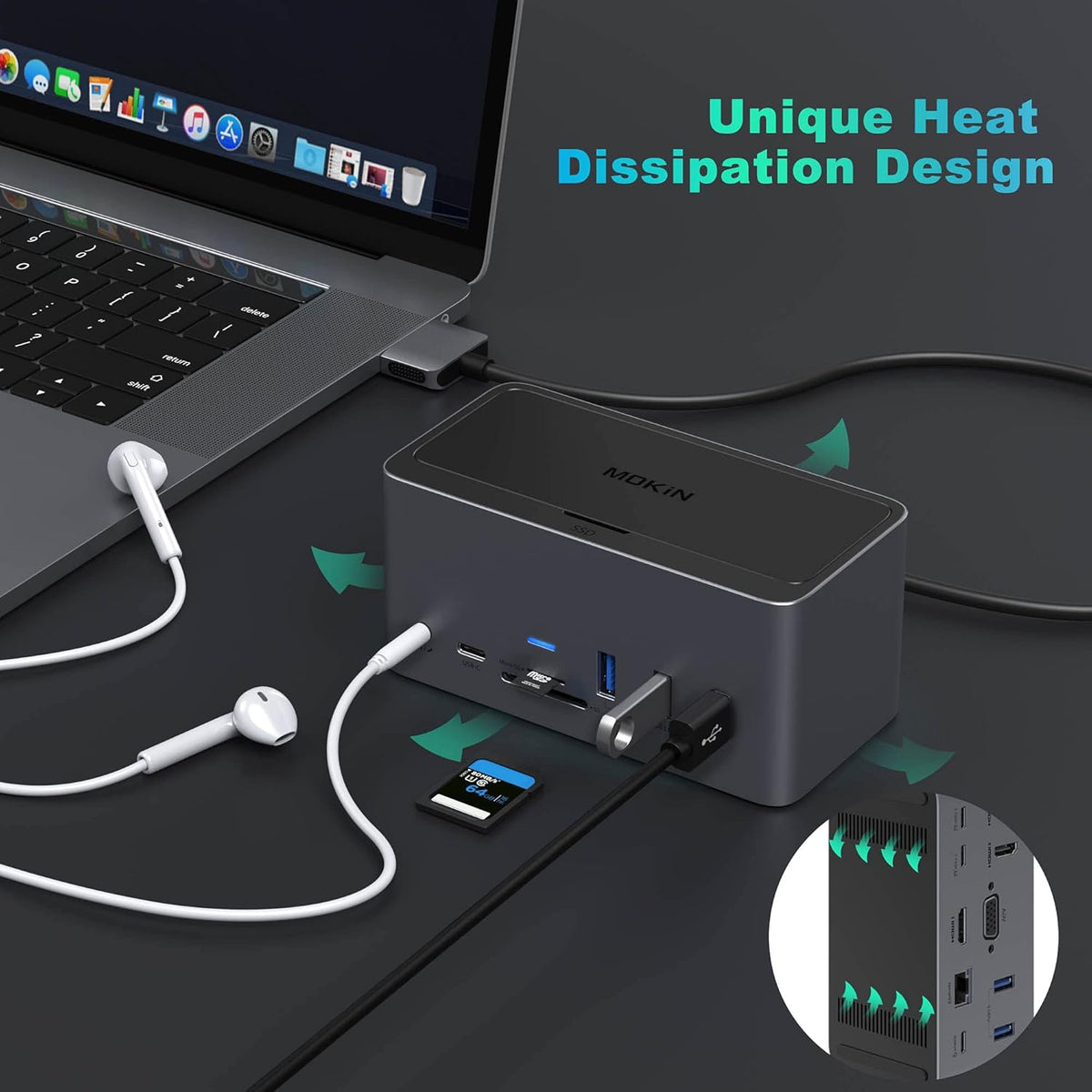 18in1 USB C Docking Station with SSD Enclosure J2857