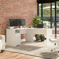 White L Shaped Desk with Drawers X491410