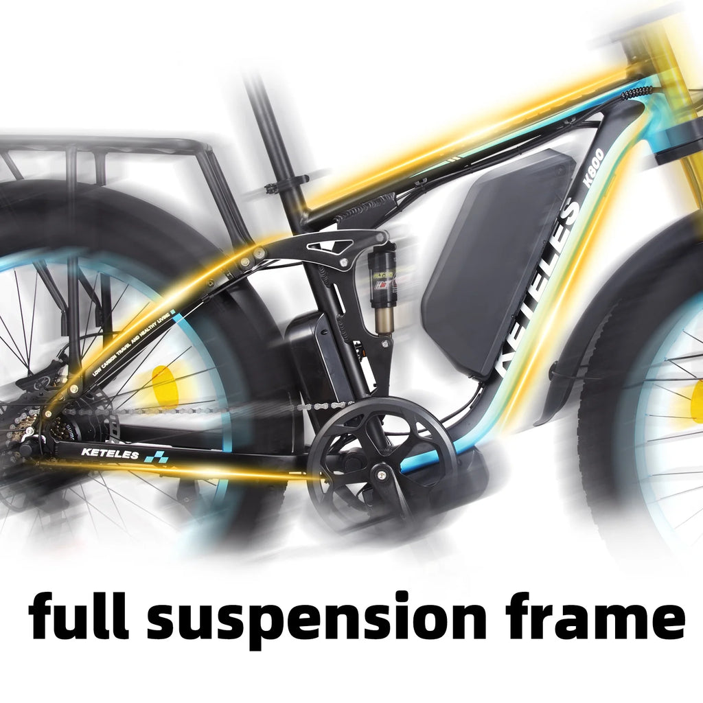 26" Electric Mountain Bike with 48V 17.5Ah Removable Battery 1000W Full Suspension Dual Hydraulic Disc Brake N121