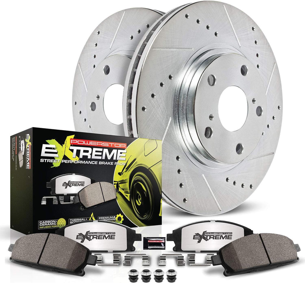 Rear Z26 Carbon Fiber Brake Pads with Drilled & Slotted Brake Rotors Kit K86877