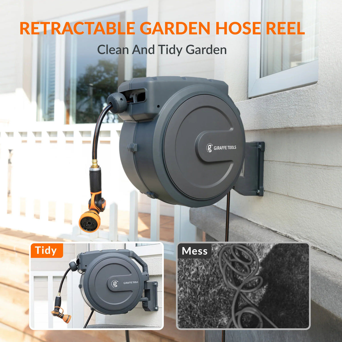Retractable Garden Hose Reel 1/2in 78ft H70769