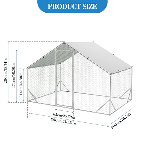 Large Metal Chicken Coop with Run T47154