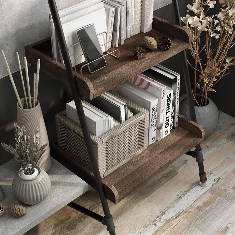 Industrial Wood Display Shelf in Reclaimed Oak F50026