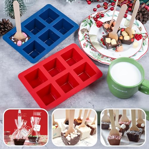 Silicone Hot Chocolate Spoon Molds 2-Pack with 30 Wooden Spoons Z8872