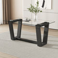 63" Rectangular Tempered Glass Dining Table with Black MDF Legs H8112