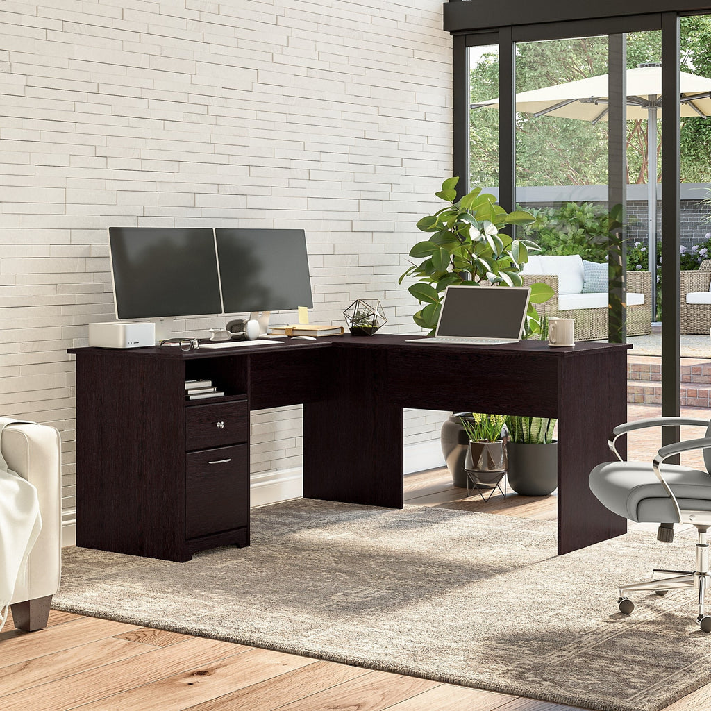 White L Shaped Desk with Drawers X491410