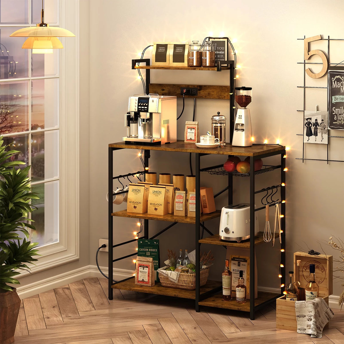 Wood Kitchen Storage Rack with Power Outlet B887