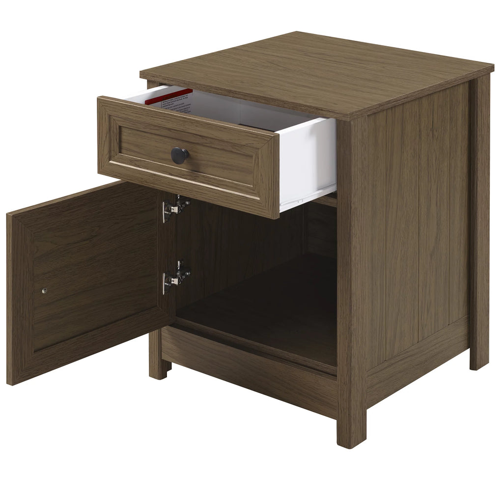 Dark Walnut 1 Door and Drawer Nightstand W98369