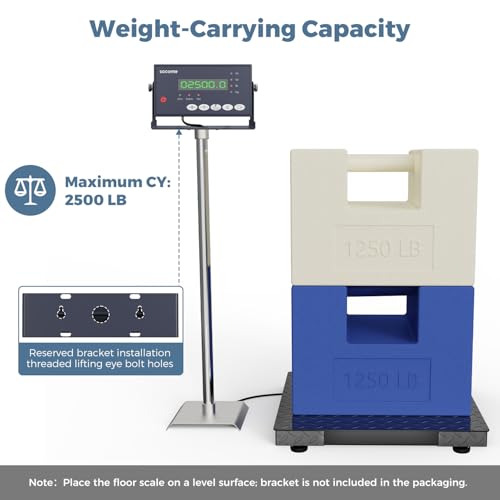 24"x24" 2500 lb Black Digital Industrial Floor Scale Y1350