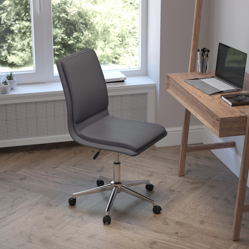 Gray Mid-Back Armless Swivel Task Office Chair H522