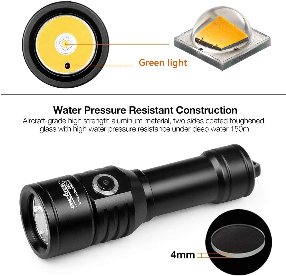 2-in-1 Scuba Diving Light with 1000 Lumens White Beam D780896