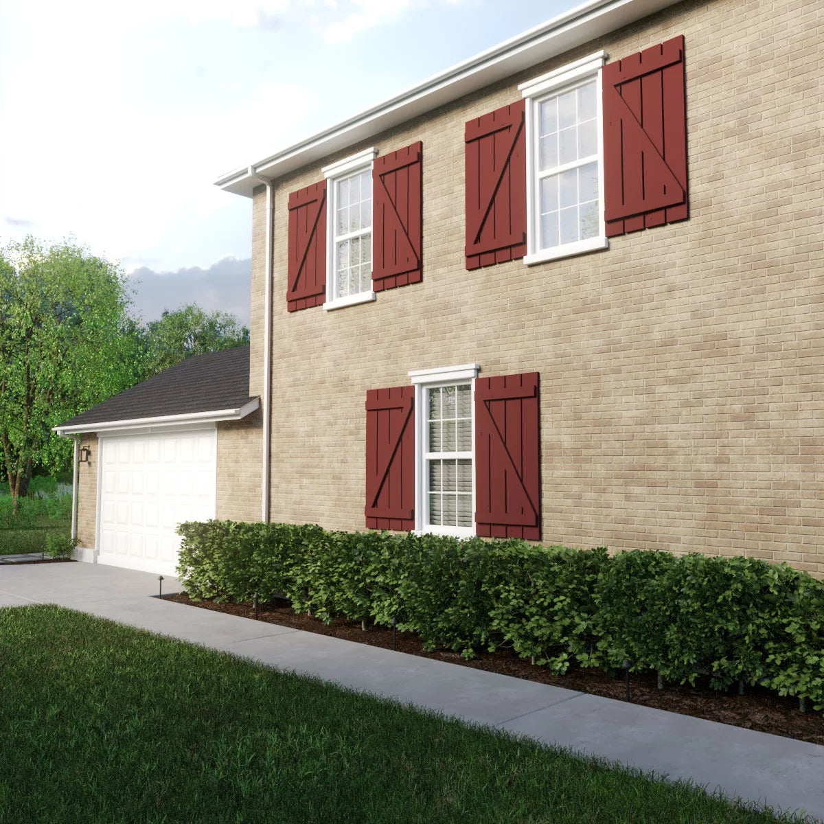 Primed Tan Faux Wood Shutters E340508