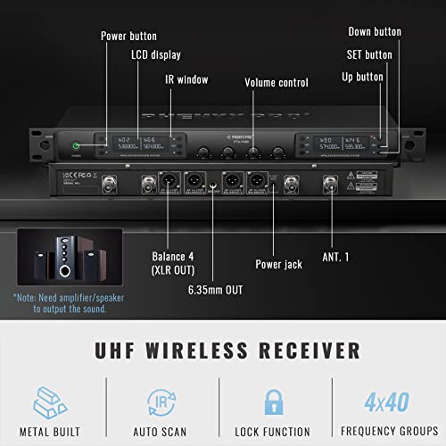 Quad Channel Wireless Microphone System with 4 Handheld Dynamic Microphone Q71763